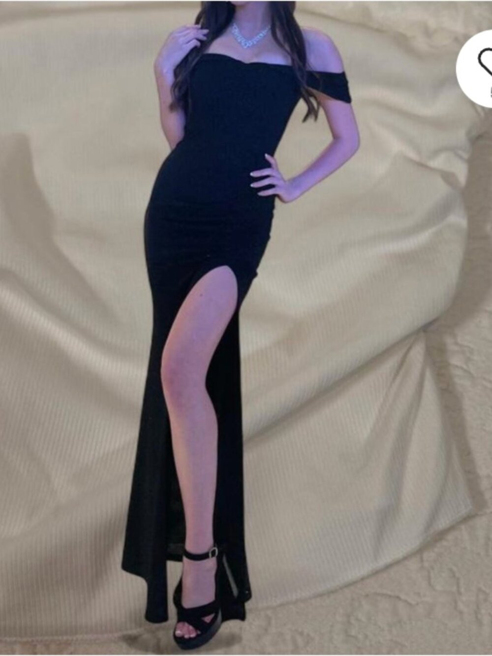 Windsor Black Glitter Dress with Slit